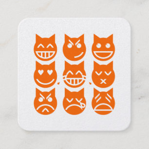 Cartão De Visita Quadrado As 9 Vidas do Gato Emoji