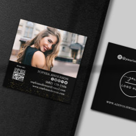 Cartão De Visita Quadrado As mídias sociais modernas adicionam seu código QR