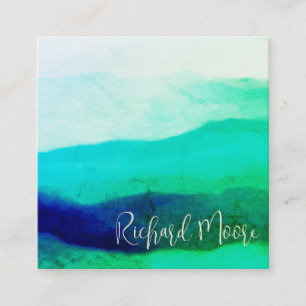 Cartão De Visita Quadrado Assinatura de abstrato verde esmeralda exclusiva