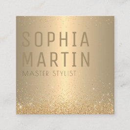 Cartão De Visita Quadrado Assinatura mínima da Elegância do ouro