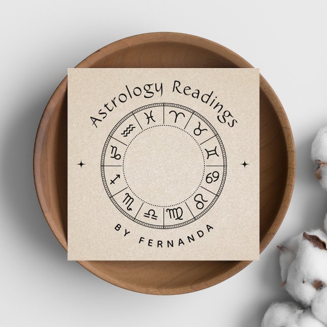 Cartão De Visita Quadrado Astrologia Lê Astrologista Símbolo Lunar Zodíaco (Criador carregado)