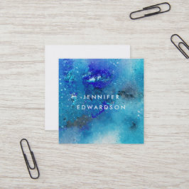 Cartão De Visita Quadrado Atuante do pulverizador de cor azul-d-água