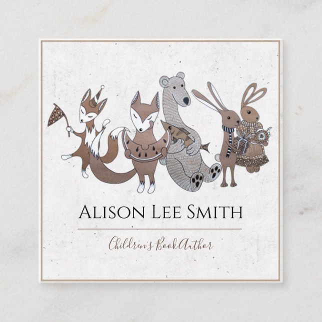 Cartão De Visita Quadrado Autor do Livro Infantil (Frente)