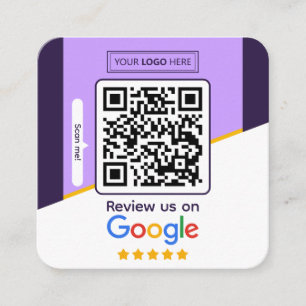 Cartão De Visita Quadrado Avaliações do Google   Código QR do link de avalia