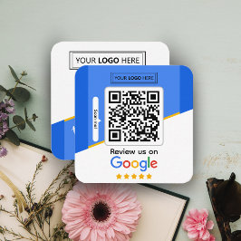 Cartão De Visita Quadrado Avaliações do Google | Código QR do link de avalia