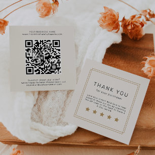 Cartão De Visita Quadrado AVERY Chic Dourado Preto Creme Código QR Deixe uma