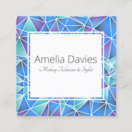 Cartão De Visita Quadrado Azuis geométricos e roxos