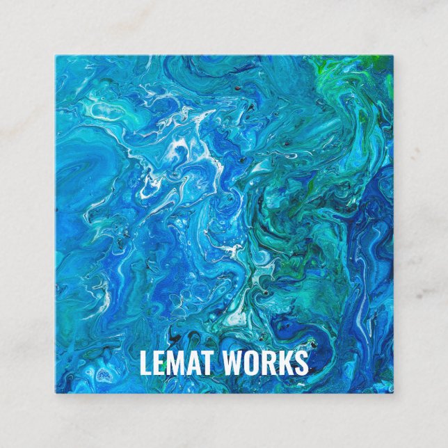 Cartão De Visita Quadrado Azul-azul-marinho-azul-agato-2 (Frente)