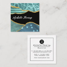 Azul e Dourado Tecido Linen Denim Square Business 