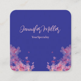 Cartão De Visita Quadrado Azul pastel de cor aquosa elegante