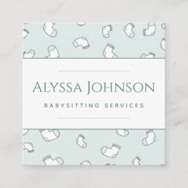 Cartão De Visita Quadrado Baby Sock Pattern Babysitter Nanny Criança Care Di