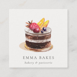CARTÃO DE VISITA QUADRADO BACIA DE CUPCAKES FLORAL DA FRUTA TRENDY PATISSERI
