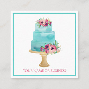 Cartão De Visita Quadrado Bactéria De Bolo De Aquarela Comprada