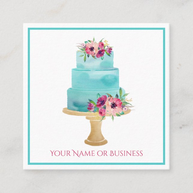 Cartão De Visita Quadrado Bactéria De Bolo De Aquarela Comprada (Frente)