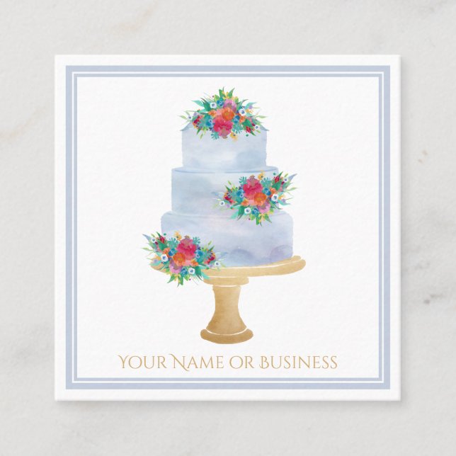 Cartão De Visita Quadrado Bactéria De Bolo De Aquarela Comprada (Frente)