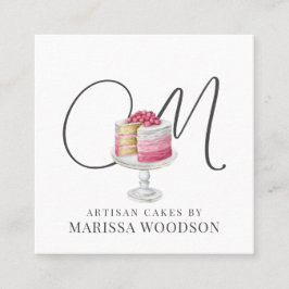 Cartão De Visita Quadrado Baker Pasteleiro Pink Elegante