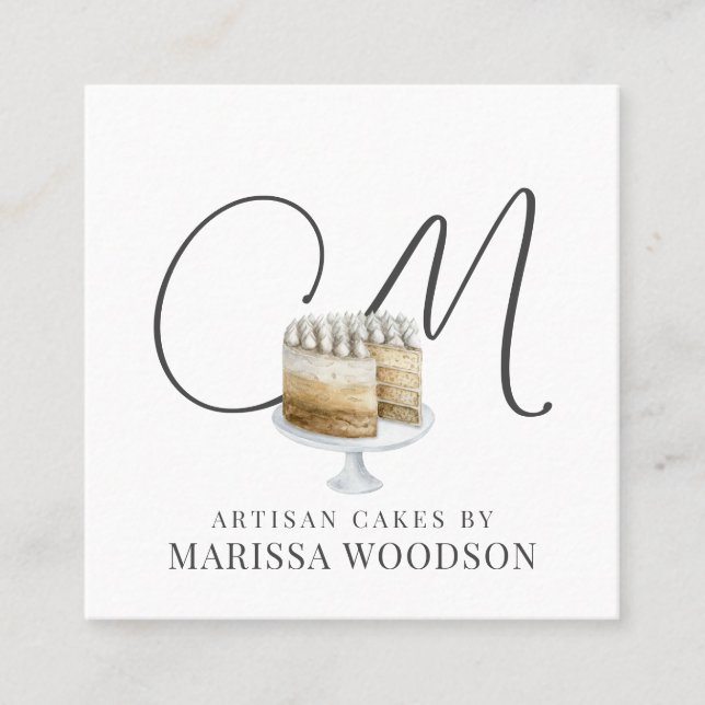 Cartão De Visita Quadrado Baker Pasteleiro Pink Elegante (Frente)