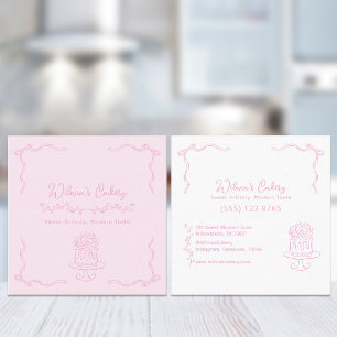 Cartão De Visita Quadrado Balão De Bolo De Bolo Desenhado À Mão