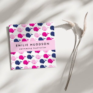 Cartão De Visita Quadrado Baleias-Cuta, Instrutor de Natação, Treinador de N