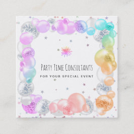Cartão De Visita Quadrado *~* Balões do Partido Festivo Planejador de Evento
