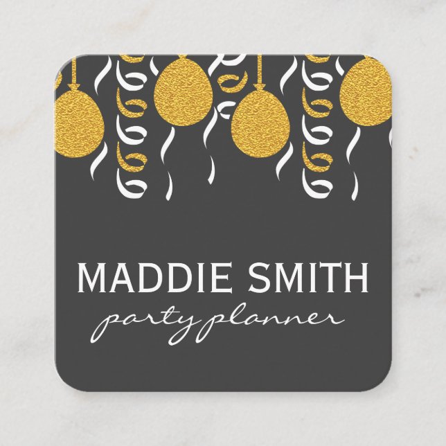 Cartão De Visita Quadrado Balões Festivos (Frente)