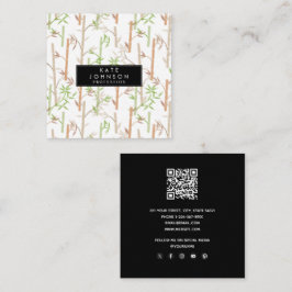 Cartão De Visita Quadrado Bamboo Foliage Oriental Greenerescência Deixa Códi