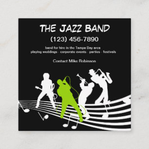 Cartão De Visita Quadrado Banda de Músico de Jazz para Alugar