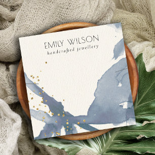 Cartão De Visita Quadrado Banda do Colar Dourado Abstrato Azul Indigo