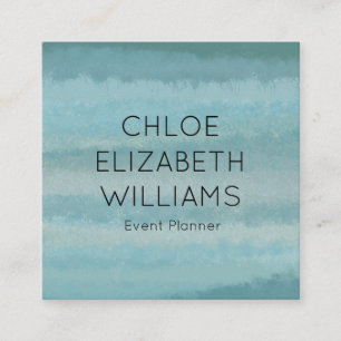 Cartão De Visita Quadrado Bandas de Abstrato de Aqua Azul-Azul Texturizadas