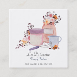 Cartão De Visita Quadrado Bandeira De Bolo-De-Bolo Elegante