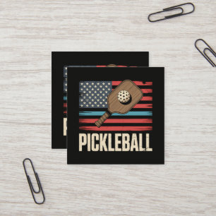 Cartão De Visita Quadrado Bandeira dos EUA de Pickleball