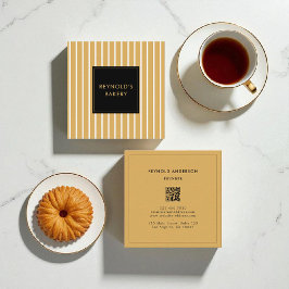 Cartão De Visita Quadrado Bandeja de código QR de faixas brancas e castanhas