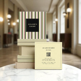 Cartão De Visita Quadrado Bandeja do Código QR Retro - Trilhas Coloridas Min