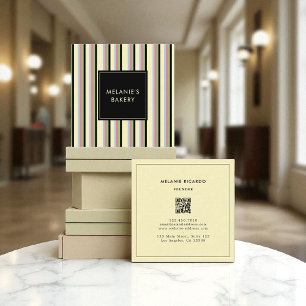 Cartão De Visita Quadrado Bandeja do Código QR Retro - Trilhas Coloridas Min