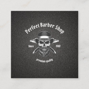 Cartão De Visita Quadrado Barba Negra Barba Moderna Elegante Salão
