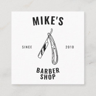 Cartão De Visita Quadrado Barbearia branca moderna barbearia barbearia