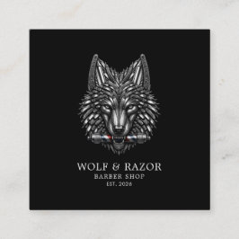 Cartão De Visita Quadrado Barbearia Silver Wolf Profissional Código Qr