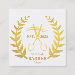 Cartão De Visita Quadrado Barbearia Tesoura Simples
