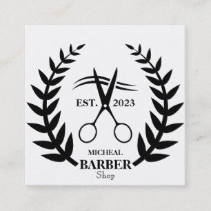 Cartão De Visita Quadrado Barber de Tesoura Simples