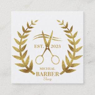 Cartão De Visita Quadrado Barber de Tesoura Simples