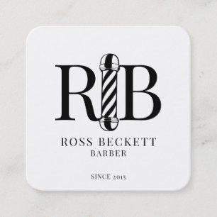 Cartão De Visita Quadrado Barber Pole Barber Hair Stylist Square Business C