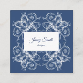 Cartão De Visita Quadrado Barroco floral retro