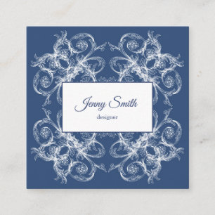 Cartão De Visita Quadrado Barroco floral retro