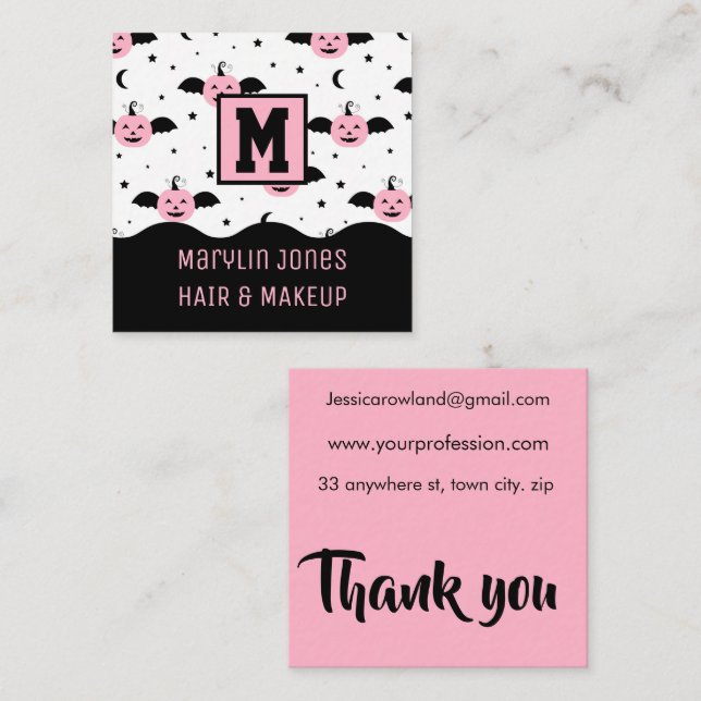 CARTÃO DE VISITA QUADRADO BATALHOS DE PUMPKIN HALLOWEEN (Frente/Verso)