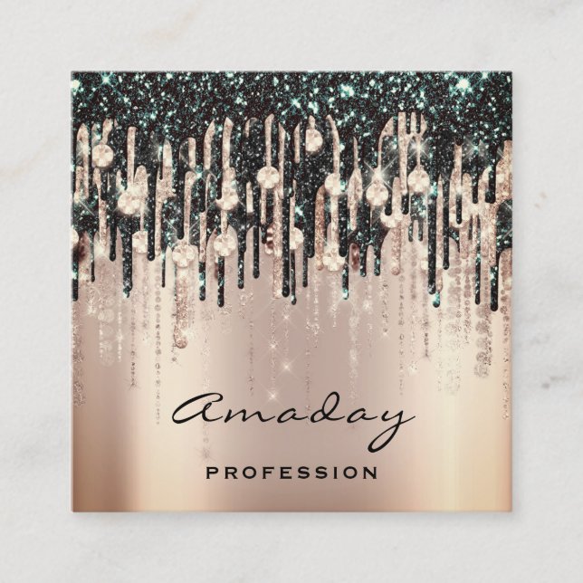 Cartão De Visita Quadrado Beauty Studio Hairdresser Makeup Diamond DriRosa (Frente)