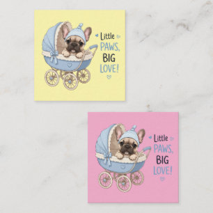 Cartão De Visita Quadrado Bebê Carrinho de Bebê French Bulldog Fofo Arte Ret