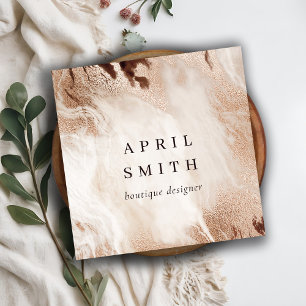 Cartão De Visita Quadrado bege de textura do mármore do agitador Dourado El