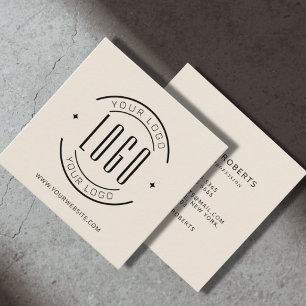 Cartão De Visita Quadrado Bege moderno simples adicione seu logotipo 