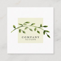 Cartão de visita quadrado bege Pastel da folha da