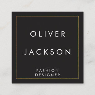 Cartão De Visita Quadrado Beira Dourado minimalista profissional